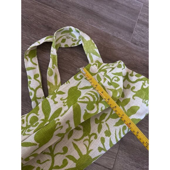 New Rock Flower Paper 100% Jute tote bag shopping purse green leafy print - Picture 5 of 7